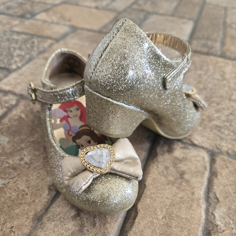 Glittery Gold Kids Shoes with Bow